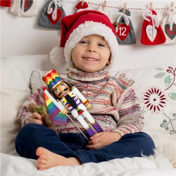 12 Inch Gay Pride Nutcrackers Figures Decor Wooden Christmas Nutcracker Ornament - Picture 4 of 7